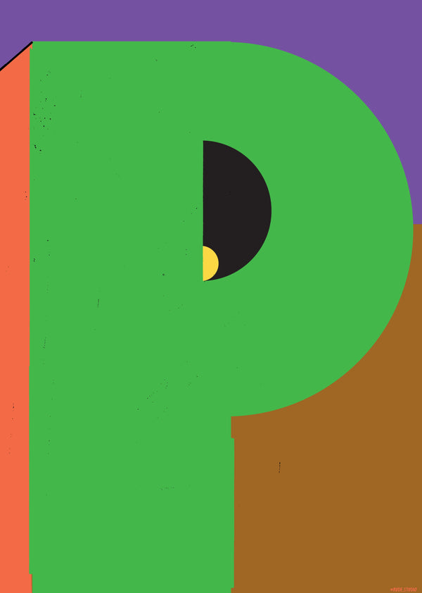'P' Indigo Print.