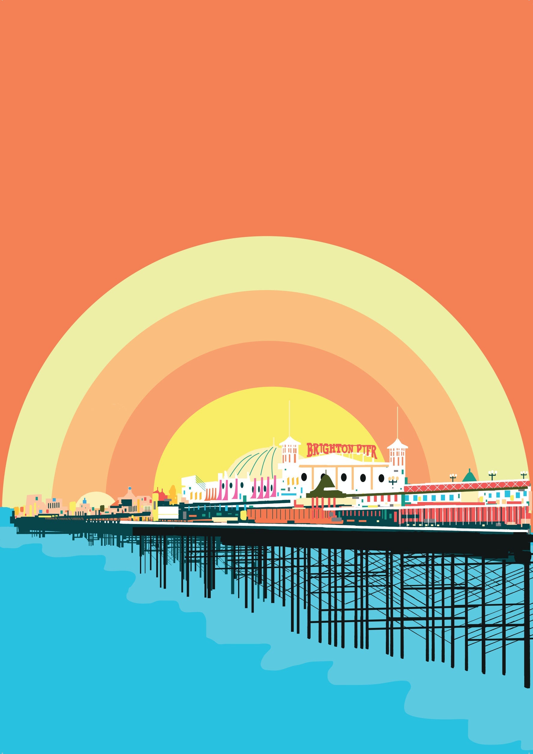 'Brighton Pier' Indigo Print.