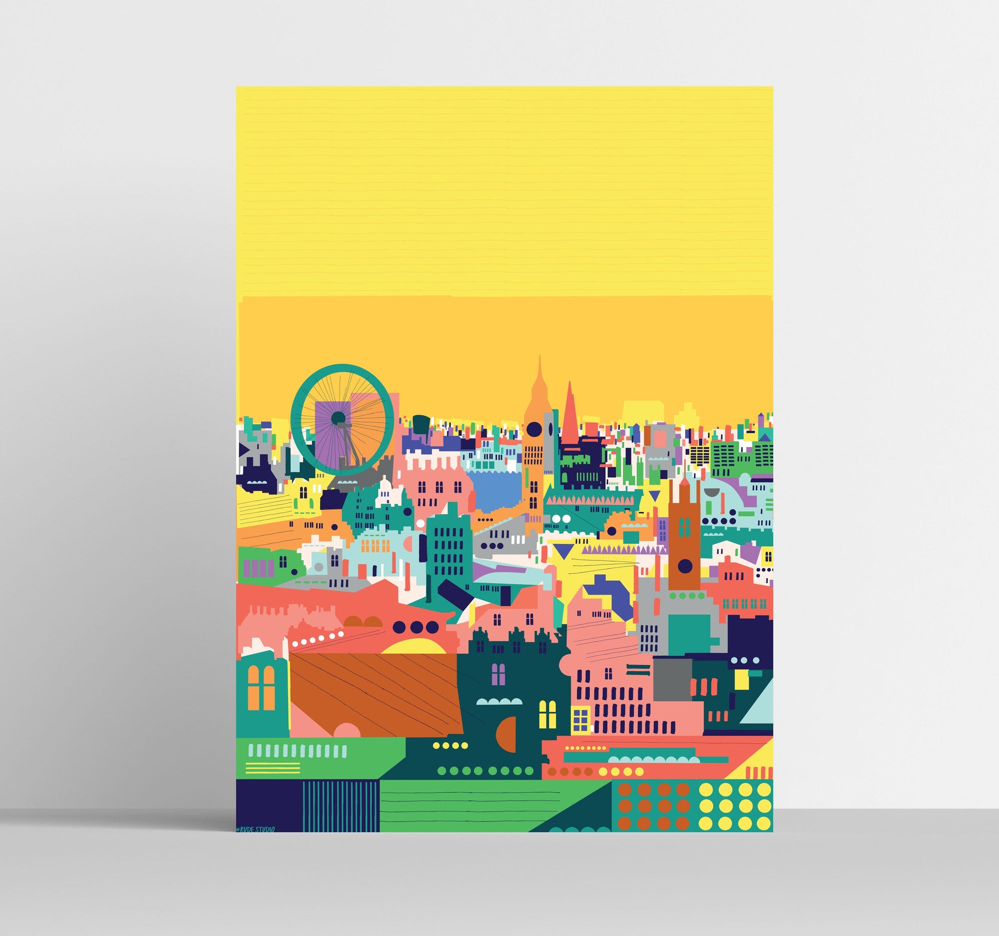 'Colourful London' Indigo Print.