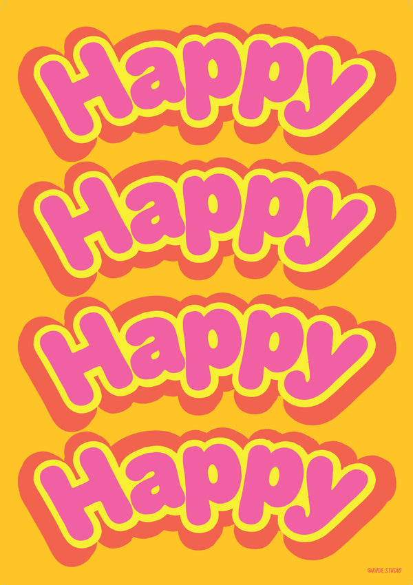 'Happy' Indigo Print