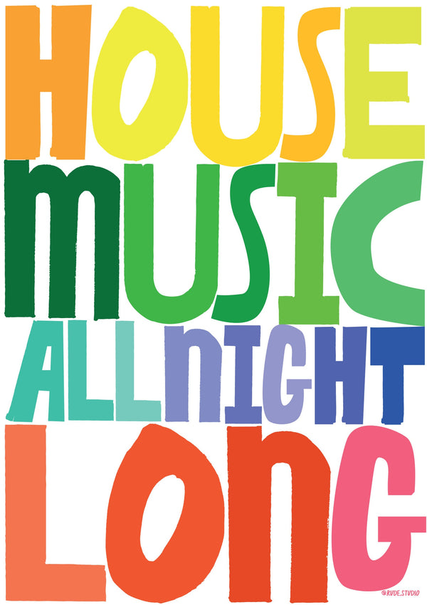 'House Music' Indigo Print