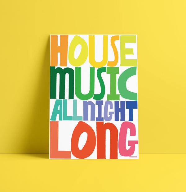 'House Music' Indigo Print