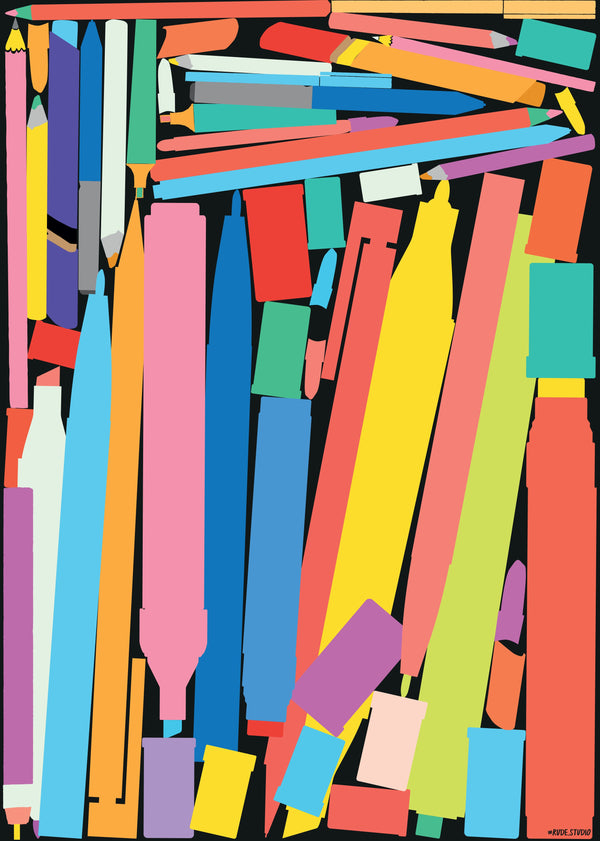 'More Pens' Indigo Print.