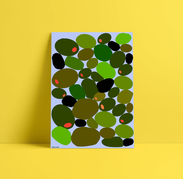 'Olives' Indigo Print