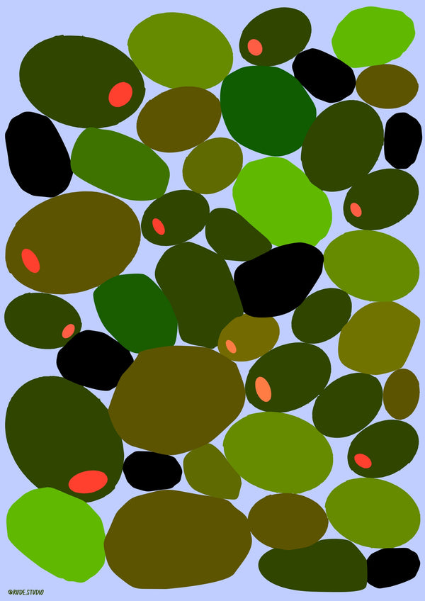 'Olives' Indigo Print