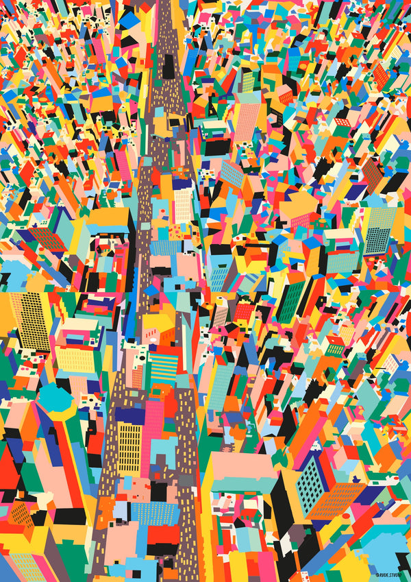 'Yellow Cabs' Indigo Print.