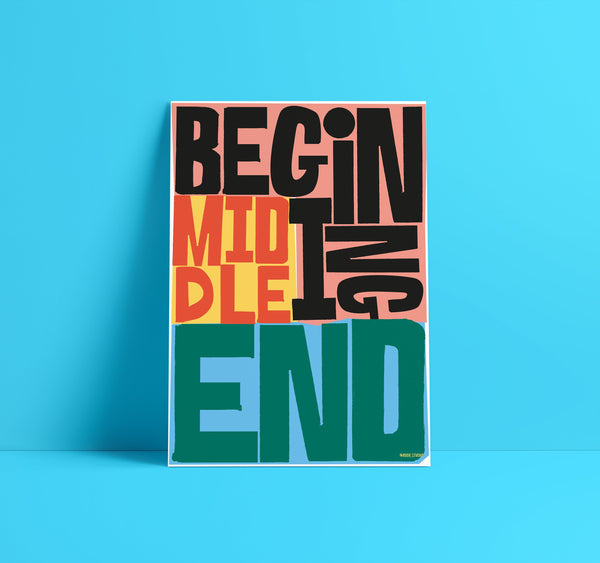 'End' Indigo Print.