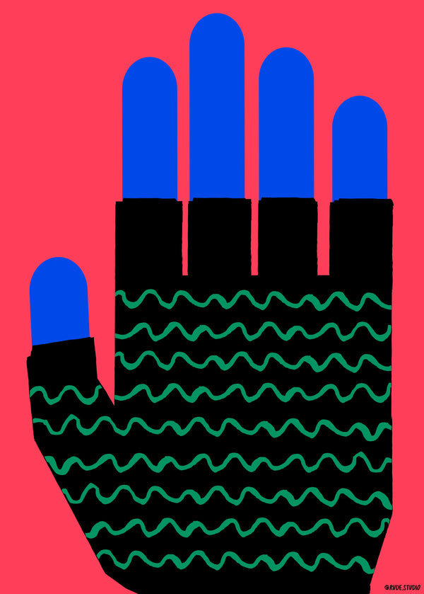 'Fingerless Glove' Indigo Print.