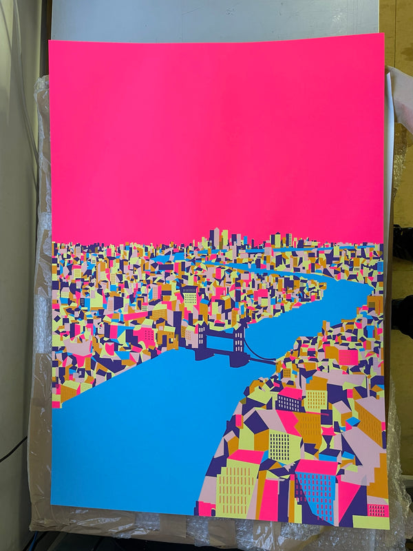 'Thames Hot Pink' Screen Print