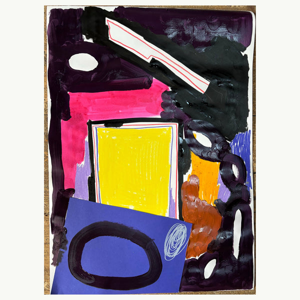 'Yellow Square' Mixed Media Painting