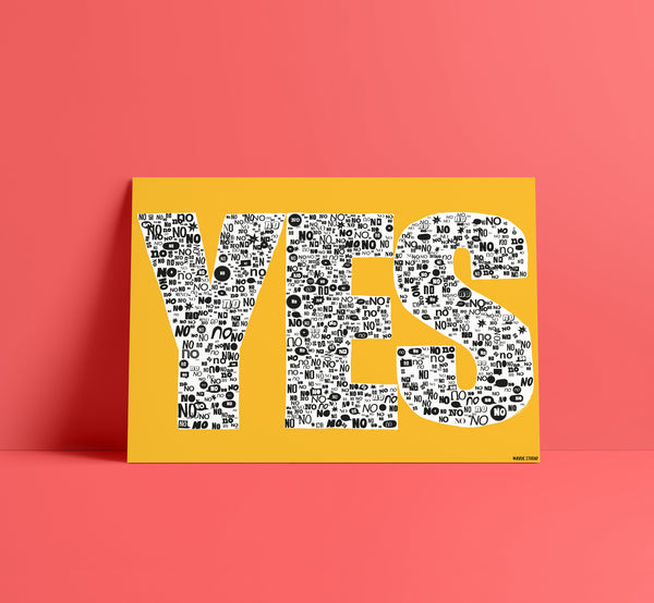 'YES' Indigo Print.